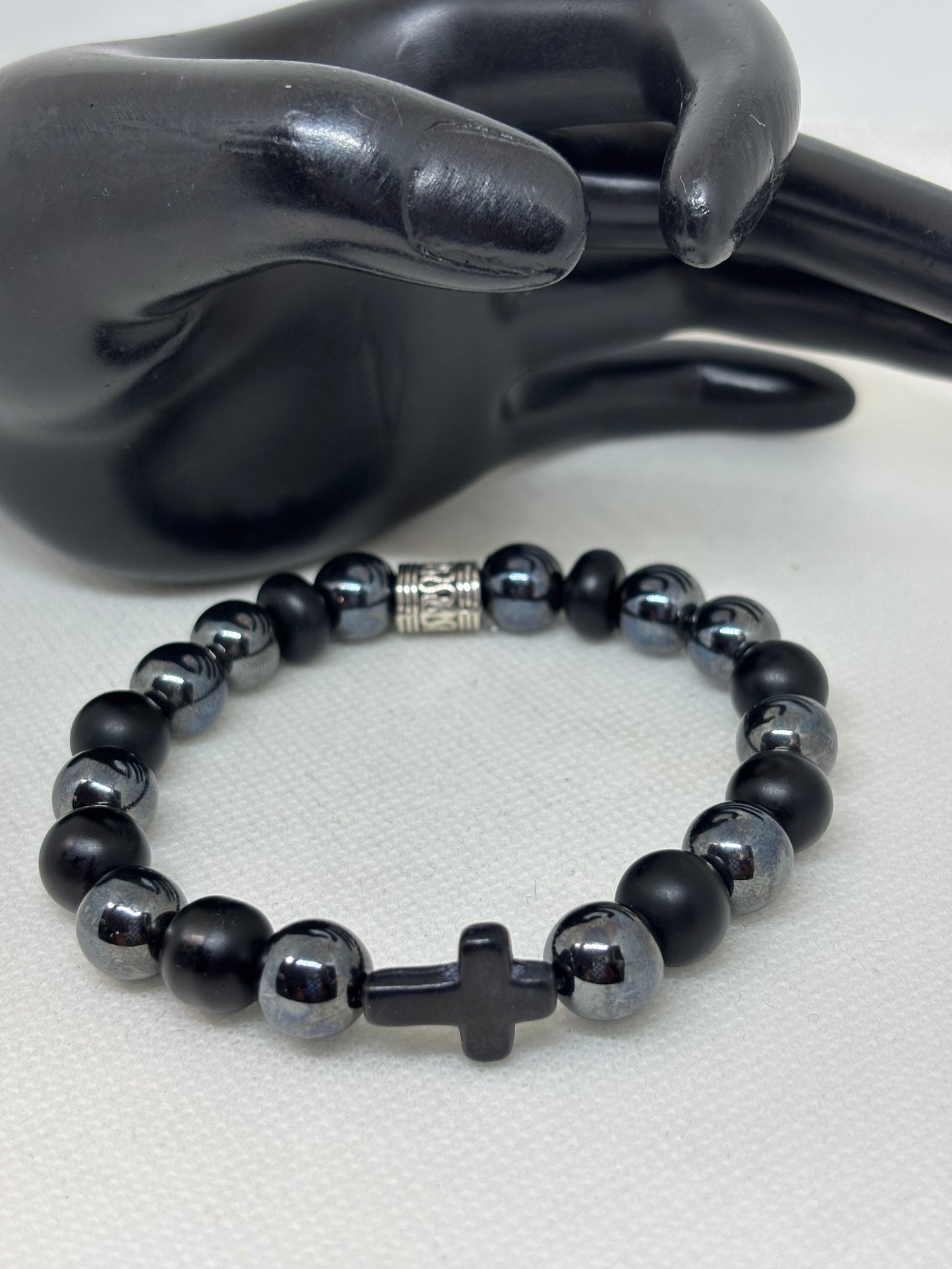 Black Faith Bracelet for Men (Spiritual Cross Bead Bracelet)