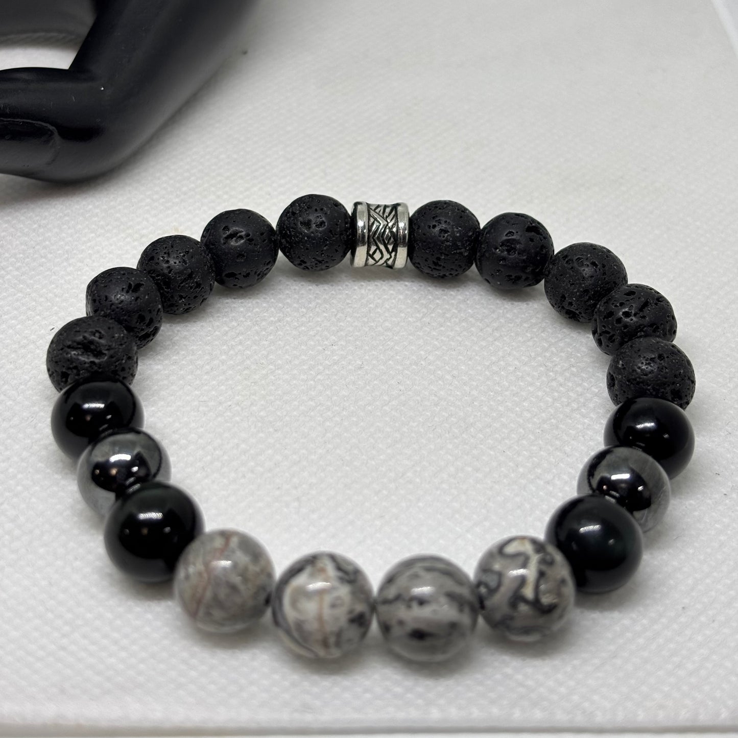 Black Matte Bead Bracelet for Men(Minimalist Stone Bracelet)