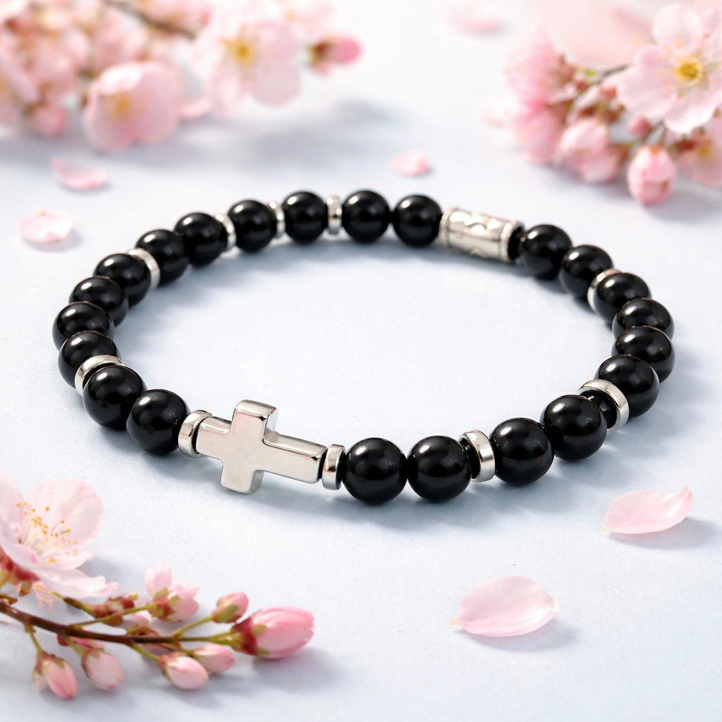 Women's Midnight Cross Beaded Bracelet