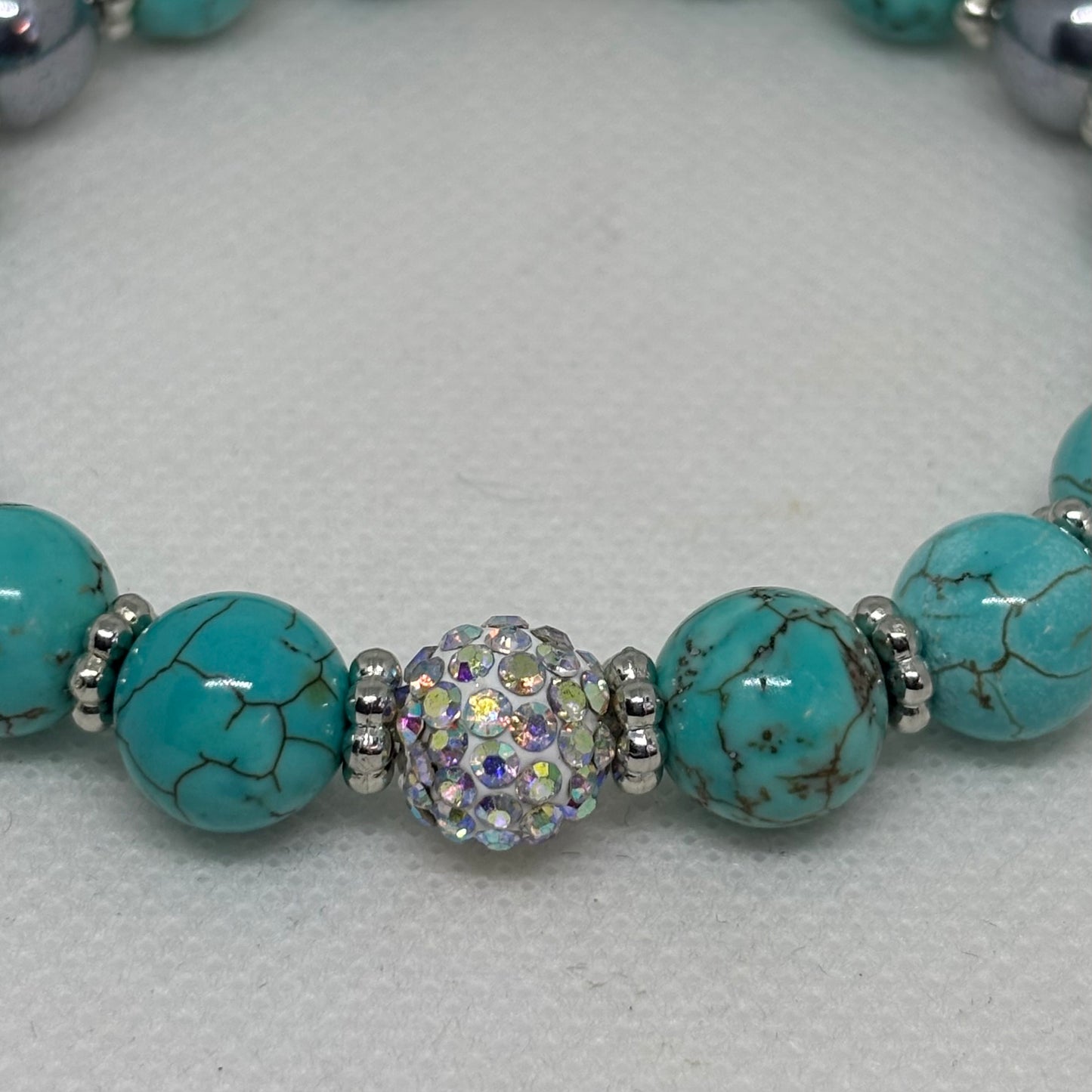 Women's Turquoise Silver Beaded Stylish Bracelet