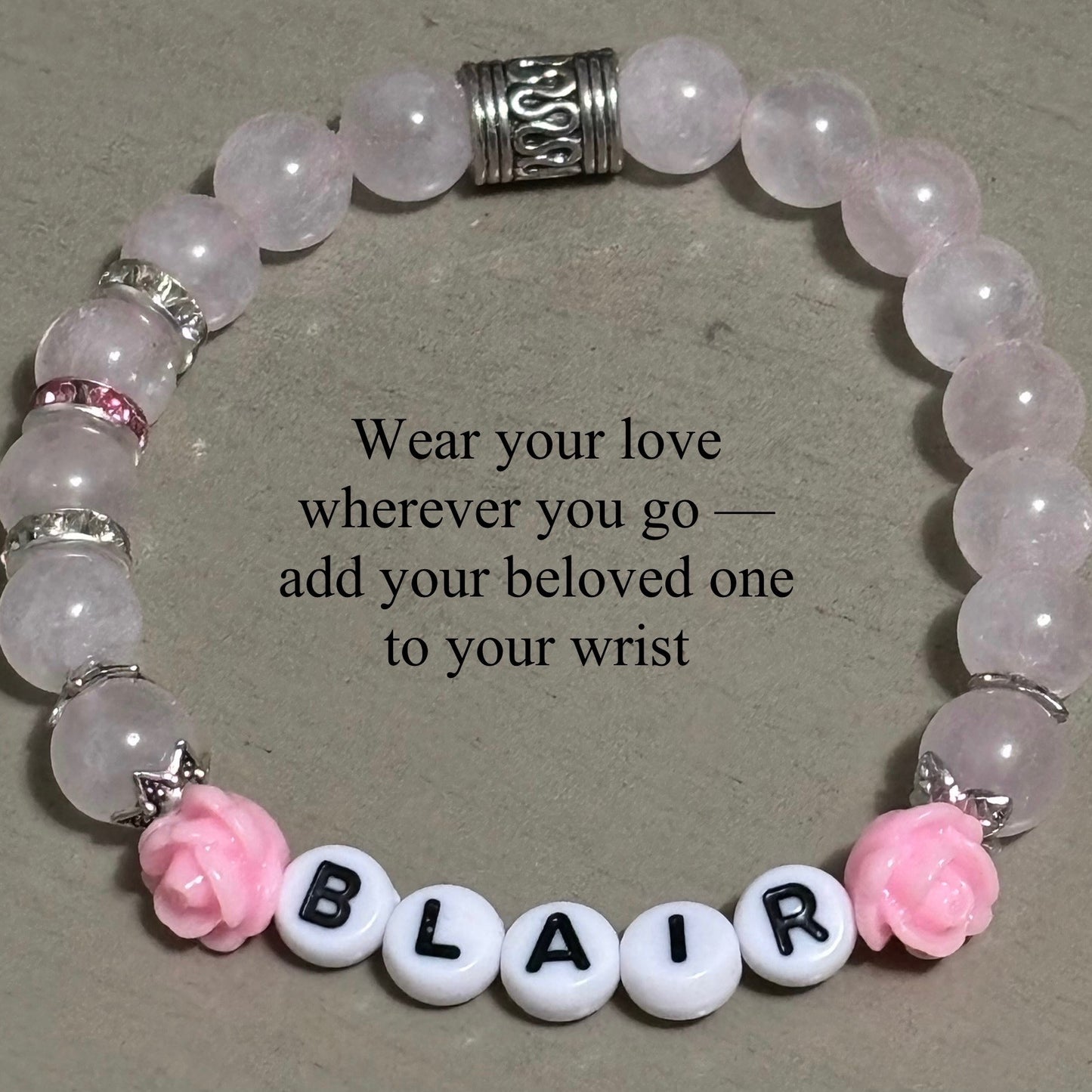 Instagram/Facebook Unisex Custom Name Bracelet 8mm bead size
