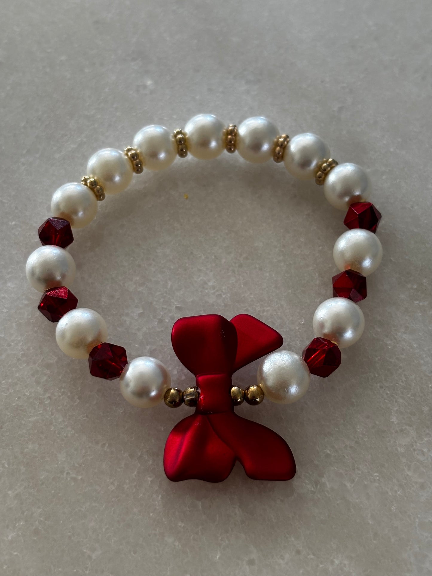 Fire & Pearls Bow Bracelet
