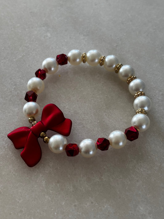 Fire & Pearls Bow Bracelet