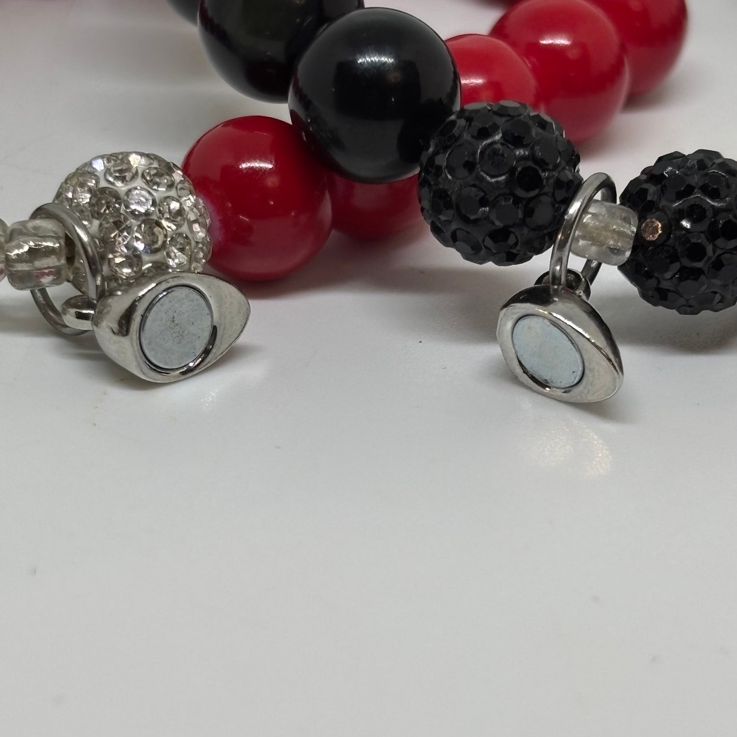 His & Hers Red and Black Couple Bracelet Set