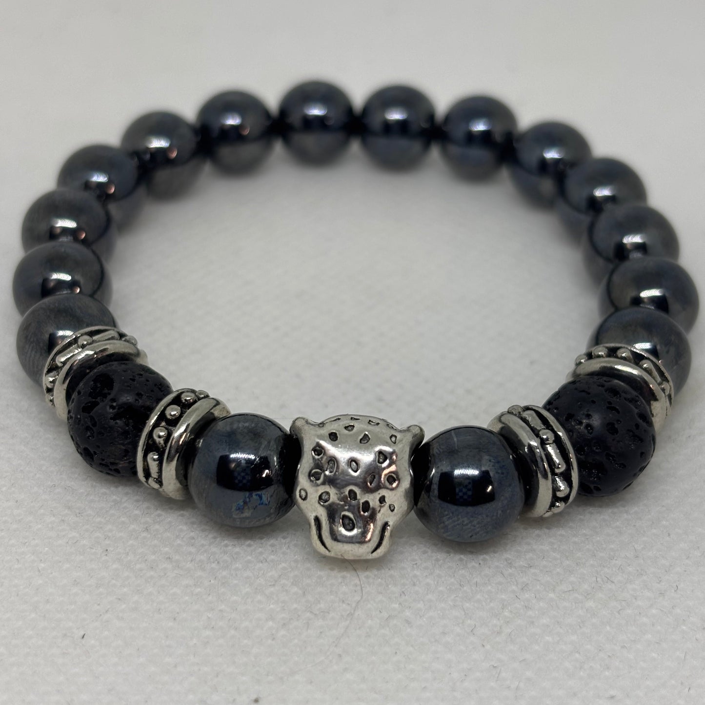 Panther Head Bead Bracelet for Men (Bold Animal Design)