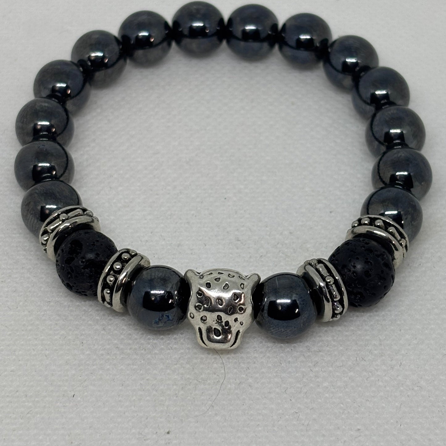 Panther Head Bead Bracelet for Men (Bold Animal Design)