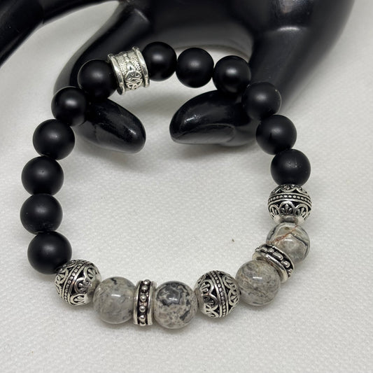 Men’s Midnight Matte Marble Bracelet