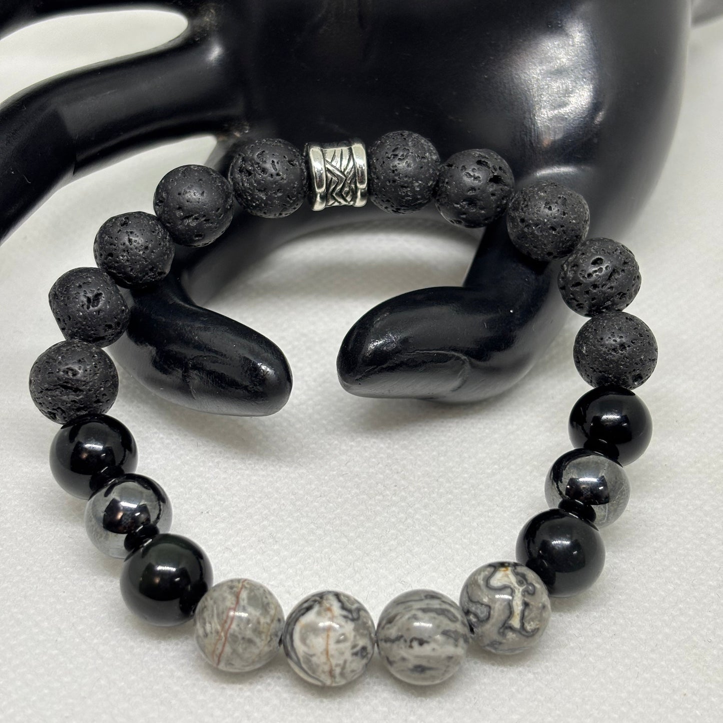 Black Matte Bead Bracelet for Men(Minimalist Stone Bracelet)