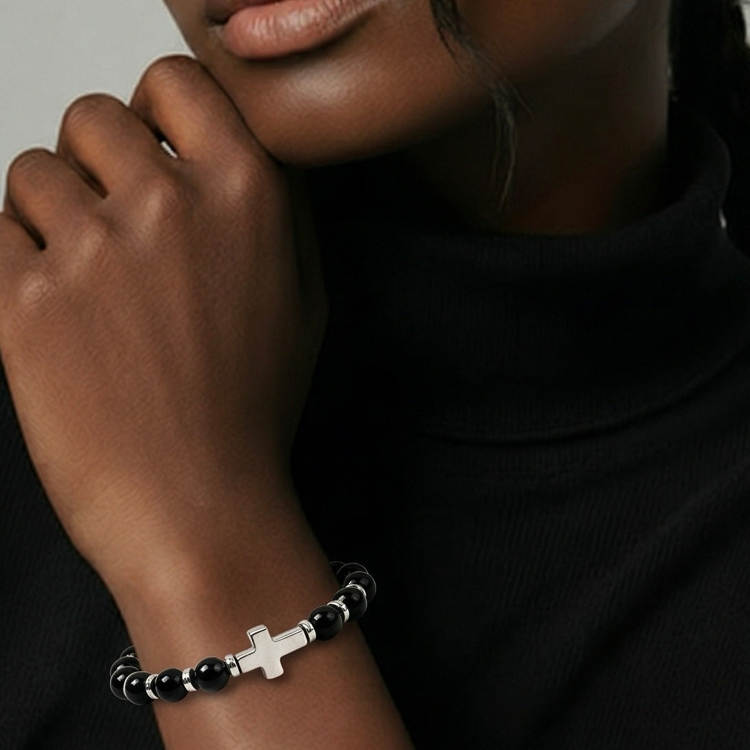 Women's Midnight Cross Beaded Bracelet