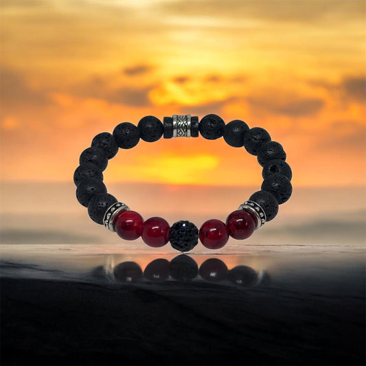 Men’s Lava Beaded Red Bracelet