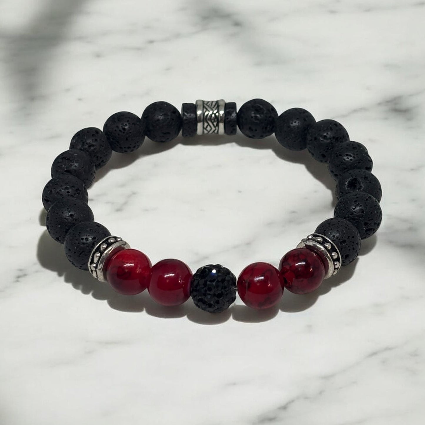 Men’s Lava Beaded Red Bracelet