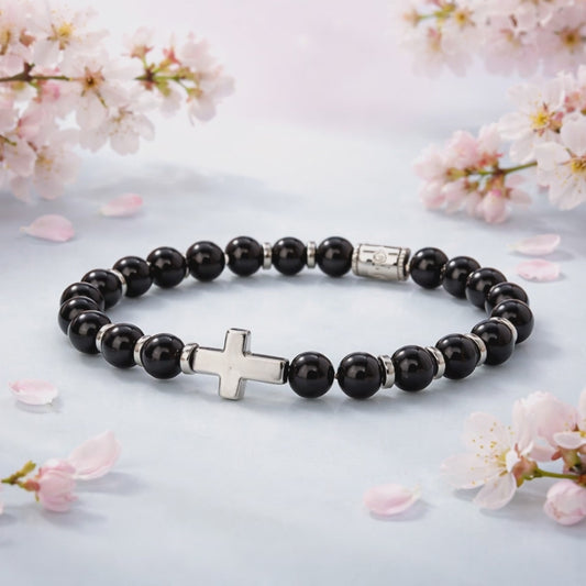 Women's Midnight Cross Beaded Bracelet