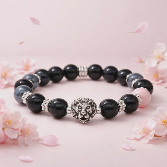 Women’s Black Onyx Lion Head Bracelet